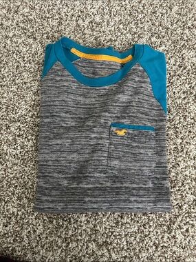 Hollister Gray Heather Tee with Teal and Yellow Trim